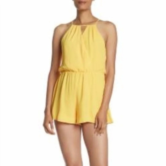 Lush Mustard Yellow Keyhole Romper Small - Picture 1 of 8